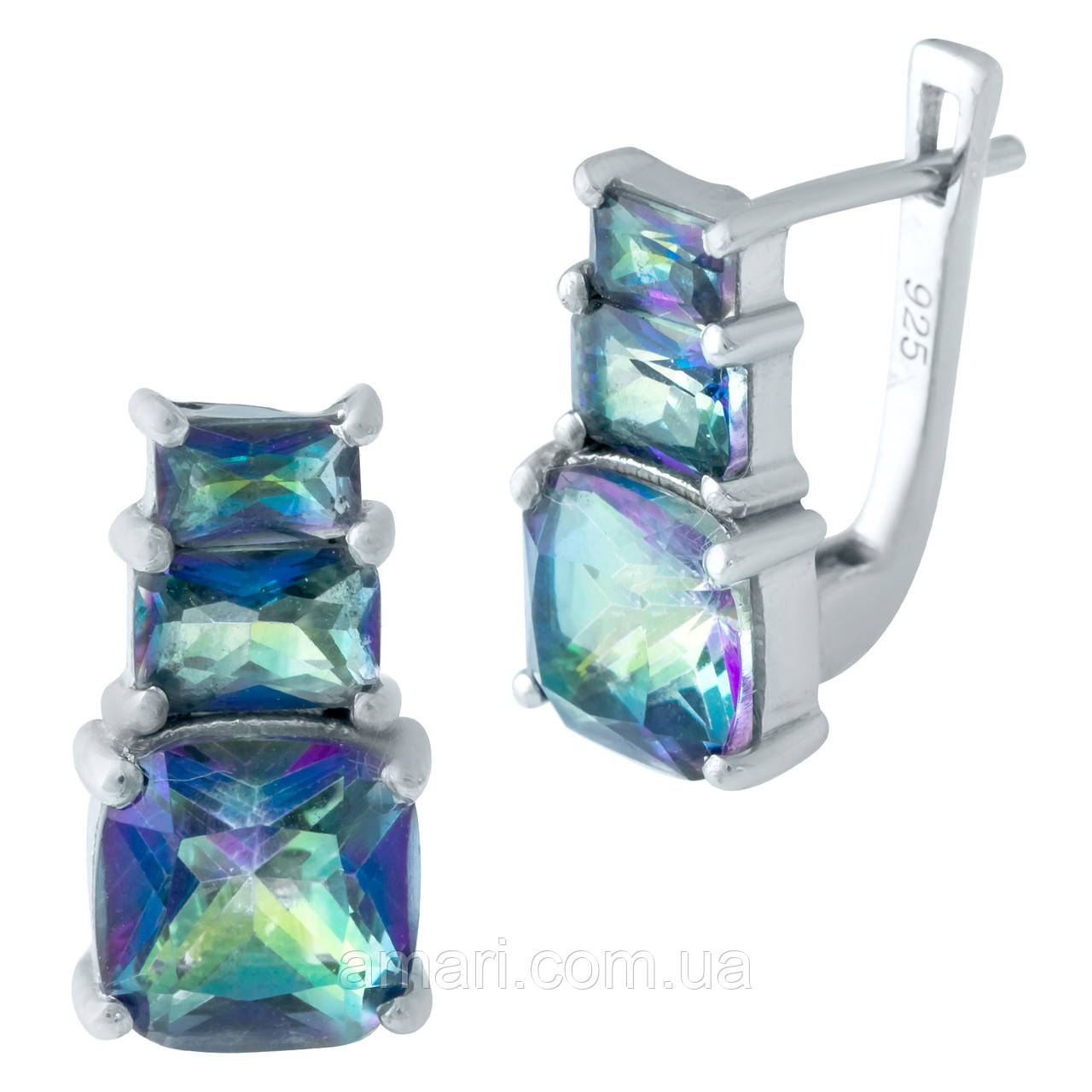 Срібні сережки Komilfo з містик топазом 5.28ct (1950050)