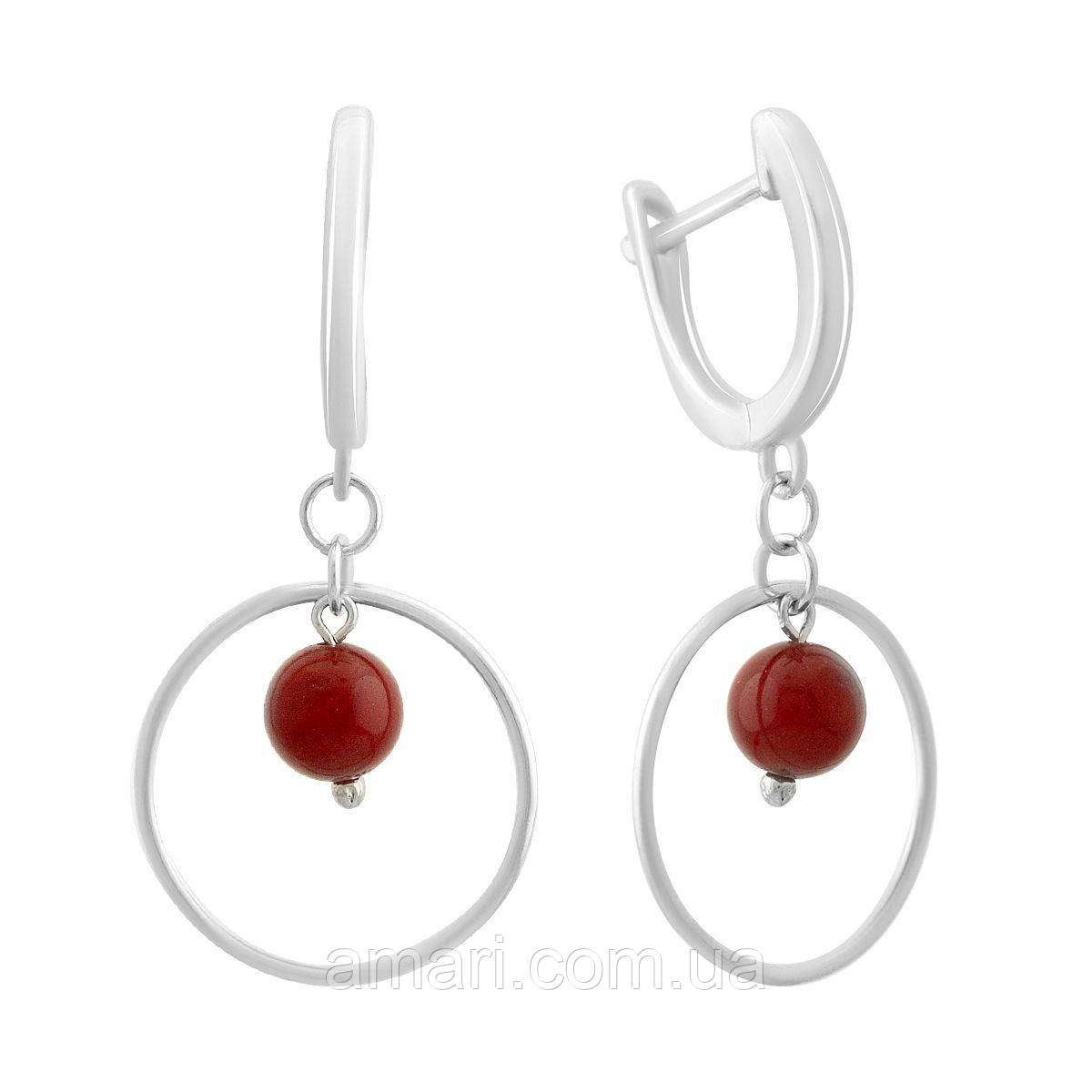 Срібні сережки Komilfo з коралом (2147060)