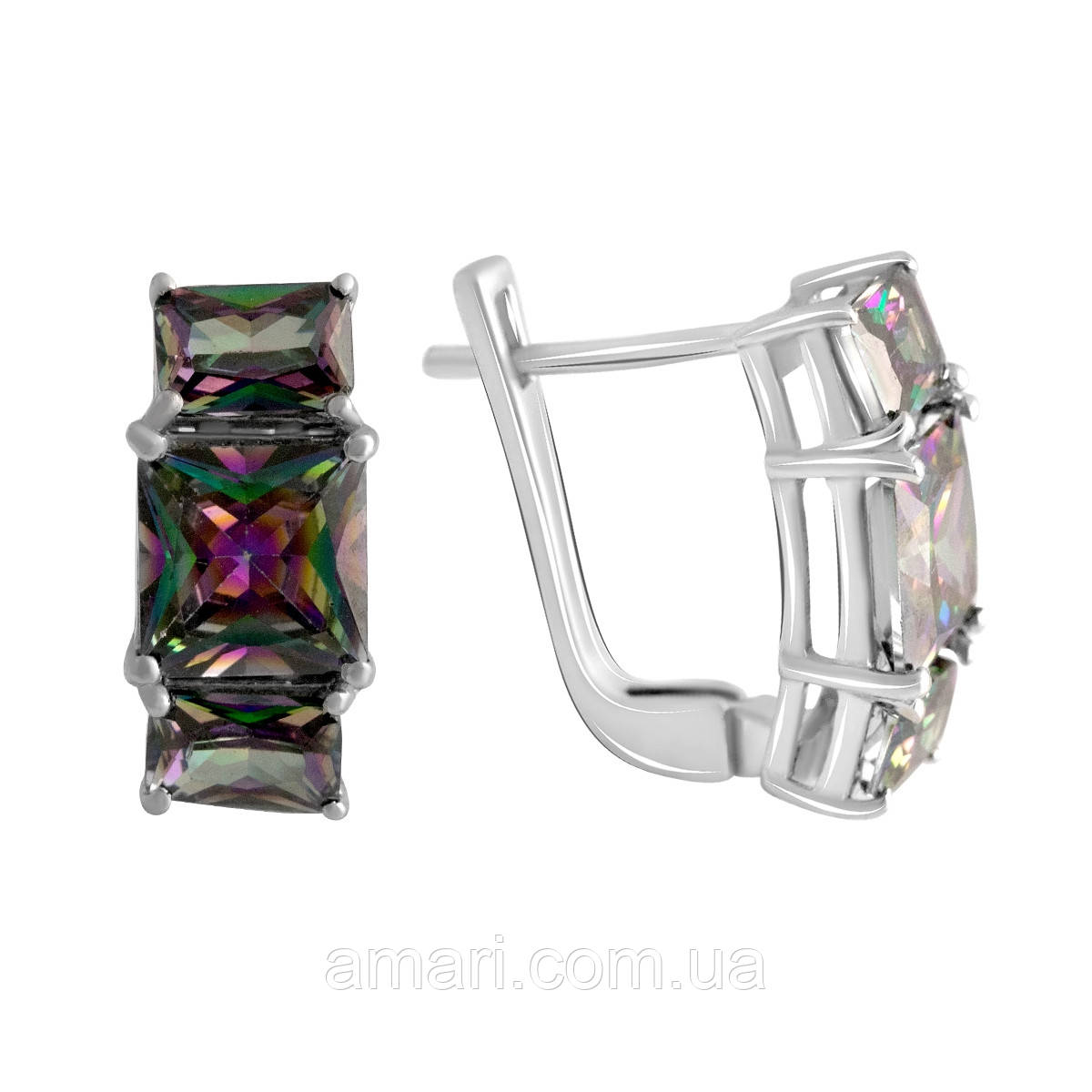 Срібні сережки Komilfo з містик топазом 4.08ct (2117179)