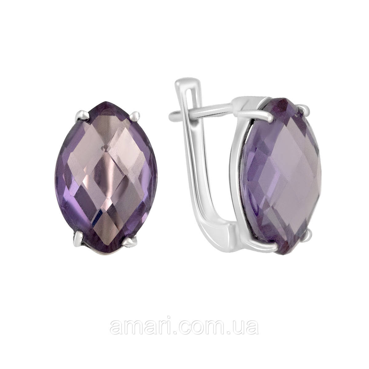 Срібні сережки Komilfo з александритом 13.945ct (2119937)