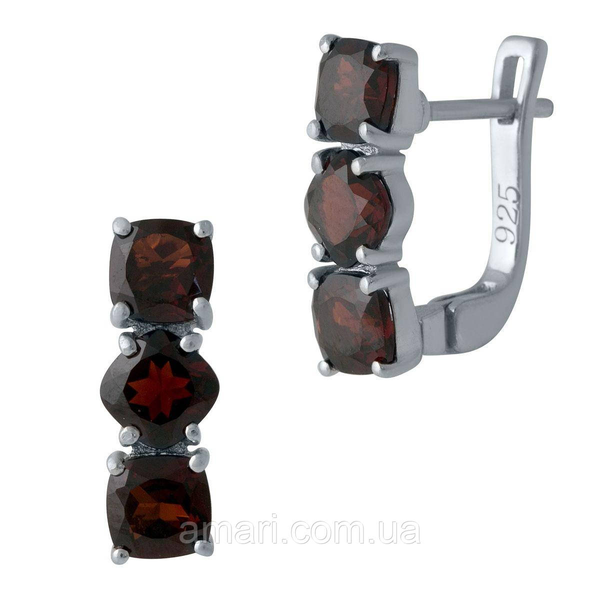 Срібні сережки Komilfo з натуральним гранатом 3.929ct (1988886), фото 1