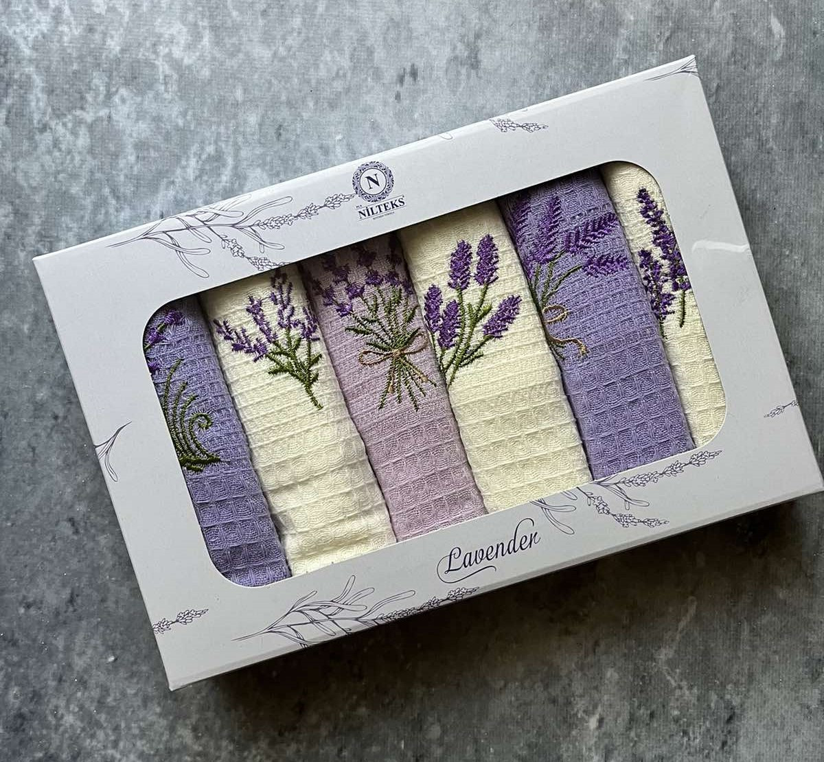 Набір вафельних кухонних рушників 6в1 Lavender