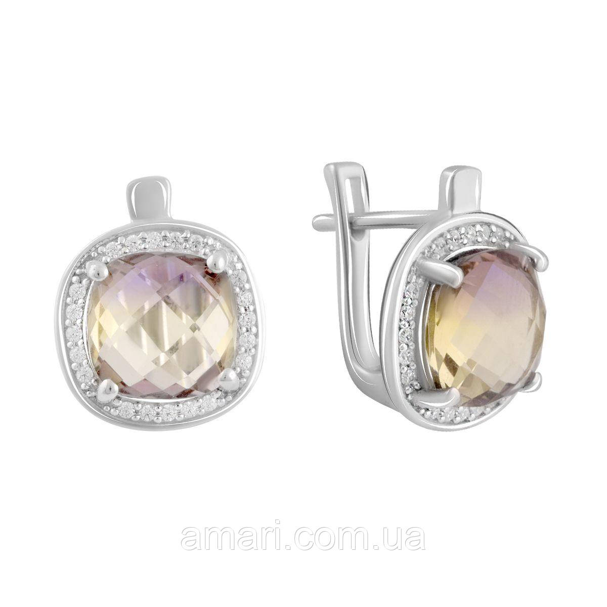 Срібні сережки Komilfo з аметрином nano 5.625ct (2088608)