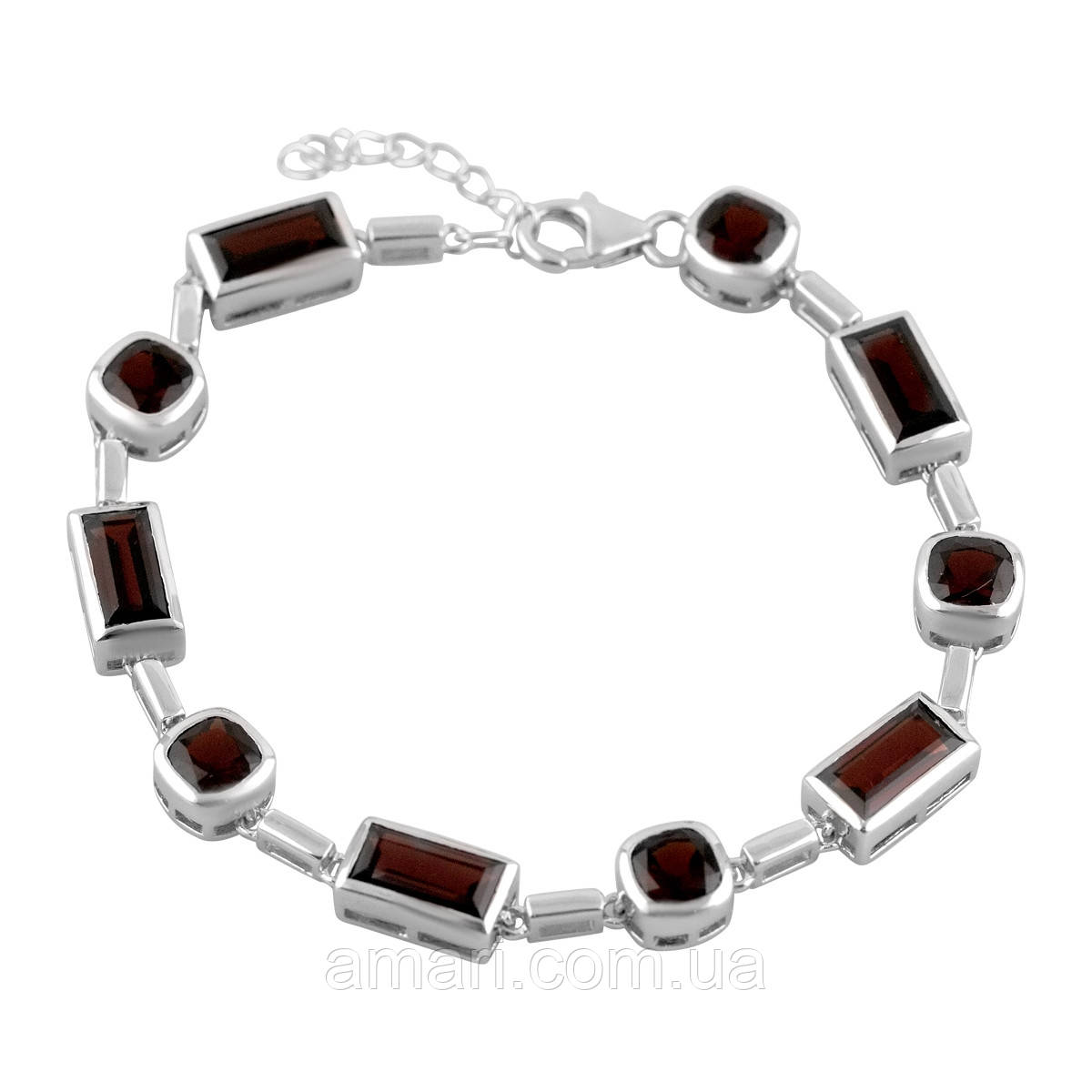 Срібний браслет Komilfo з натуральним гранатом 16.594ct, вага виробу 17,62 г (2126690) 1921 розмір, фото 1