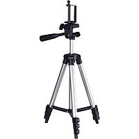 Штатив для телефону та фотоапарата Tripod 3110 PRO портативний трипод 0,35-1.02м висота. Колір: срібний