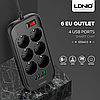 Мережевий фільтр-подовжувач LDNIO 6 розеток + 4 USB з автоматичним регулюванням струму 2 м Black (SE6403), фото 7
