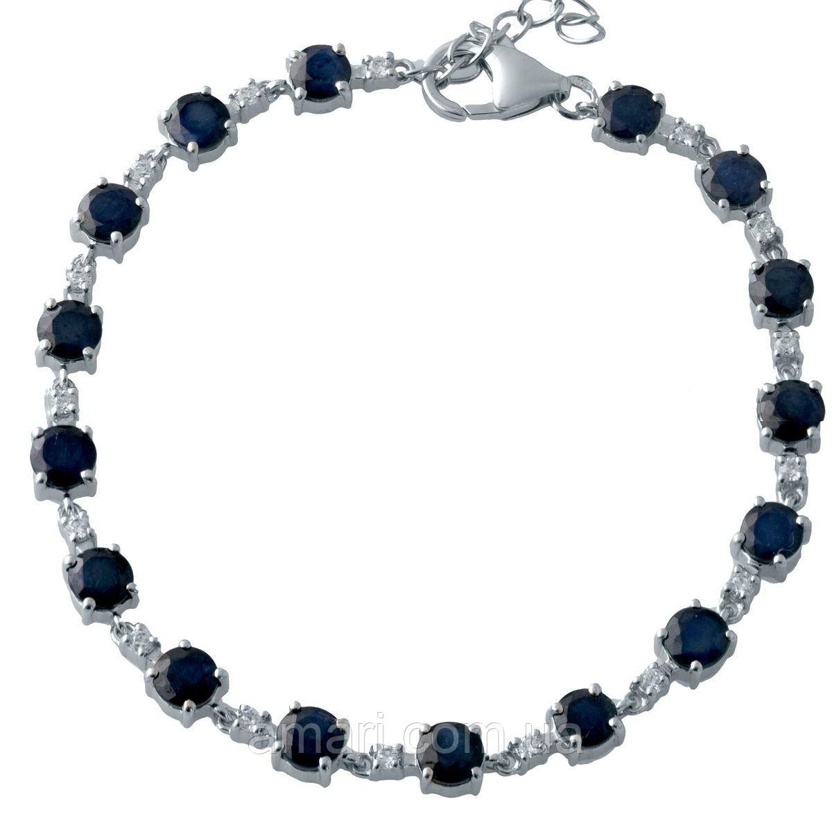 Срібний браслет Komilfo з натуральним сапфіром 11.413ct, вага виробу 9,48 г (2013952) 1720 розмір, фото 1