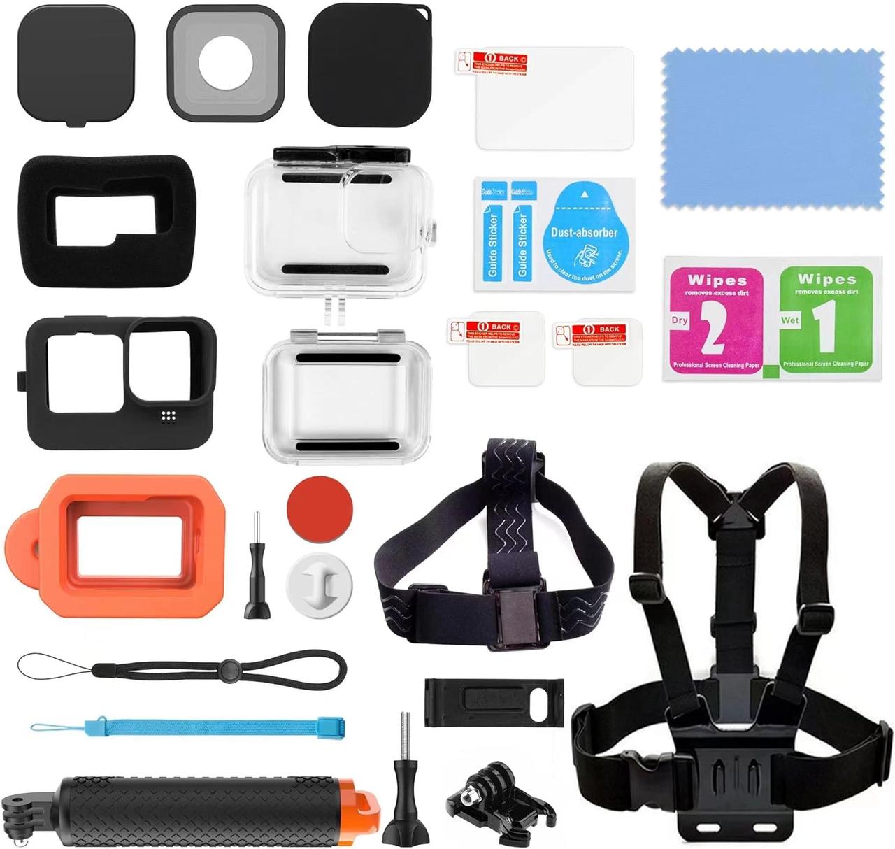 Набір кріплення та аксесуарів для GoPro 12/11/10/9 аквабокс чохол лінза AC Prof HQS-B888, фото 1