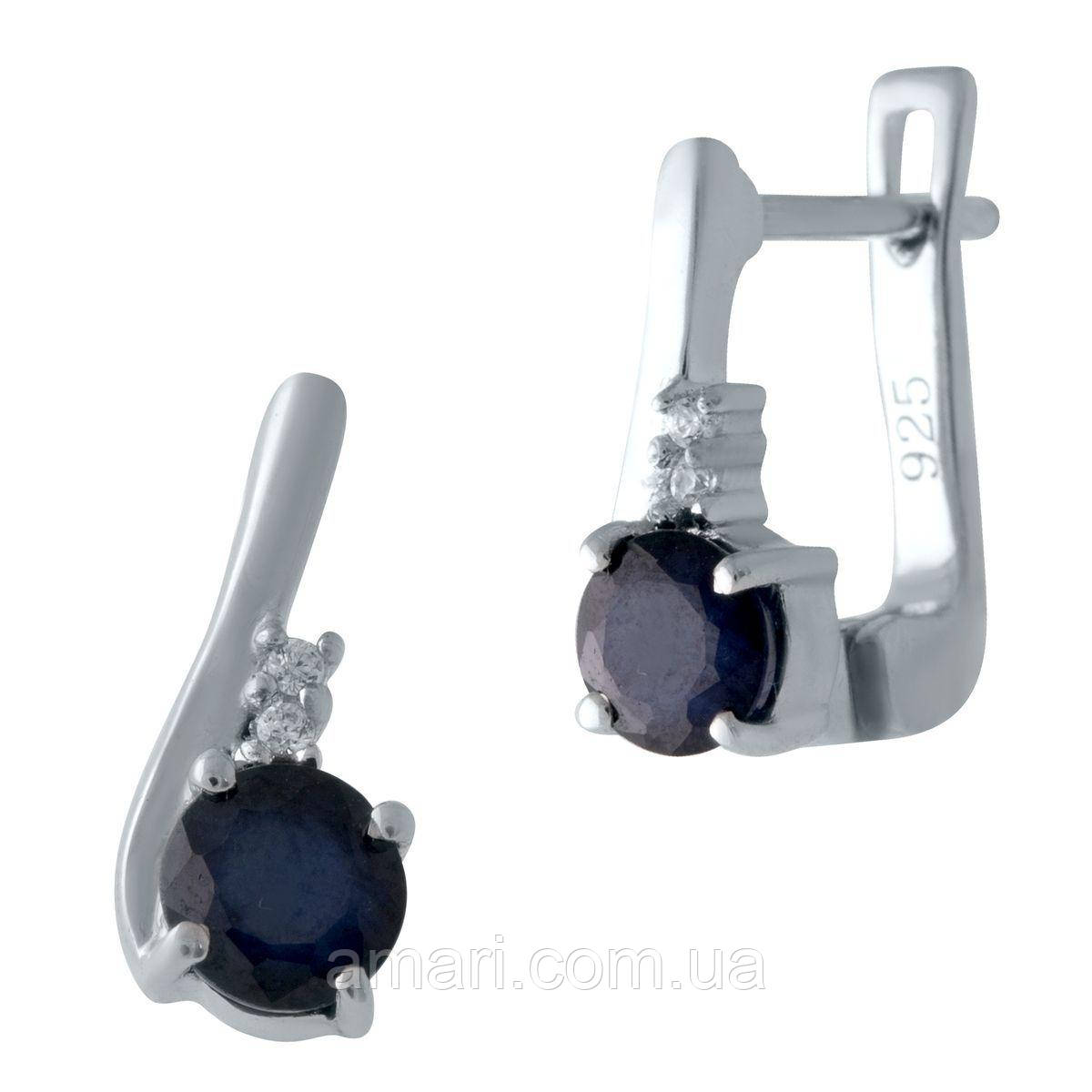 Срібні сережки Komilfo з натуральним сапфіром 1.386ct (2021933)