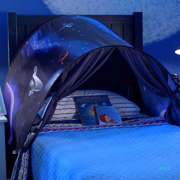 Детская палатка для сна и игр Play Tent Canvas тент на кровать, для мальчиков и девочек Синяя - фото 6 - id-p2038715477