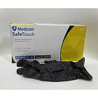 Рукавички вінілові неопудрені Medicom розмір S (50 пар/100 шт.) чорні