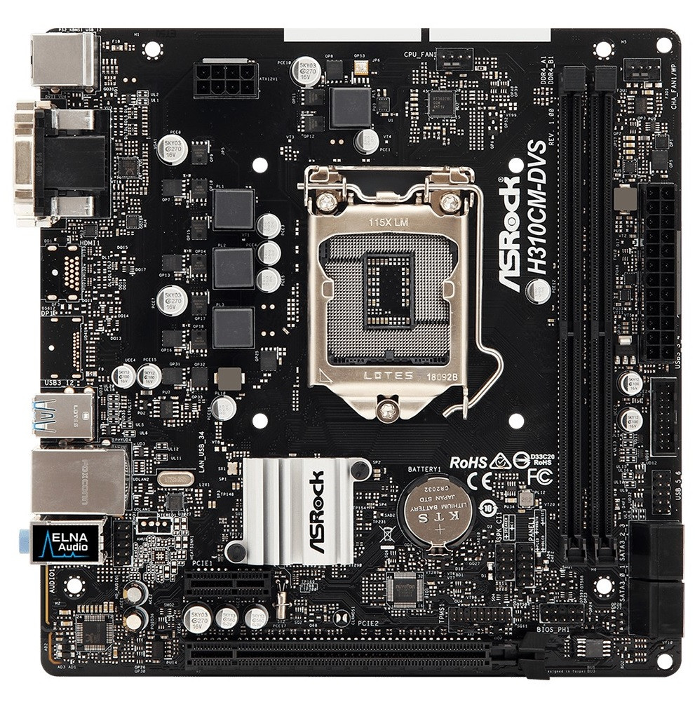 Материнська плата AsRock H310CM-DVS  (s1151 v2, Intel H310, PCI-Ex16)