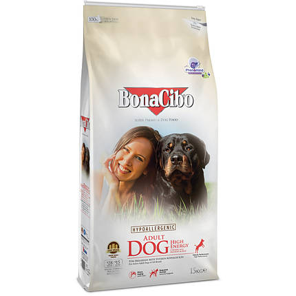 Сухий корм для собак BonaCibo Adult Dog High Energy Chicken&Rice with Anchovy з м'ясом курки, анчоусами 15 кг, фото 1
