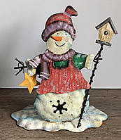 Винтажный Рождественский подсвечник Снеговик. Жесть, латунь. Германия