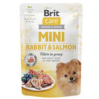 Влажный корм Brit Care Mini для собак, с филе кролика и лосося в соусе, 85 г