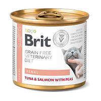 Влажный корм Brit GF VetDiet Renal для кошек при хронической почечной недостаточности, с тунцем, лососем с