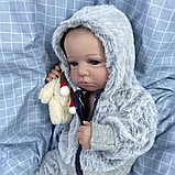 Повністю вініл-силіконова реалістична лялька Реборн (Reborn) дівчинка 50 см, як жива справжня дитина, малюк з відкритими очима, фото 2