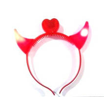 Карнавальні роги рожки чортика дитячі червоні на обідку світяться