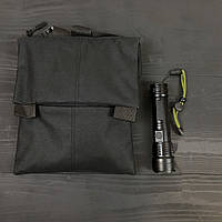 Сумка месенджер чоловіча + тактичний ліхтар Police BL-X71-P50, сумка з кобурою через плече, чорна