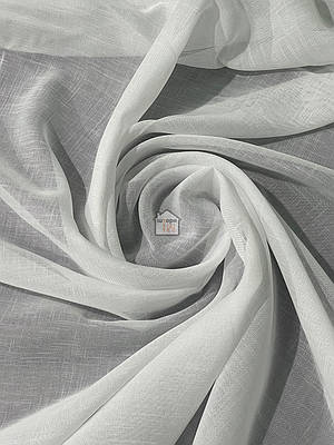Біла однотонна тканина для гардини тюль «полірований льон», для спальні, кухні
