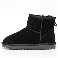 Женские зимние UGG Mini Black Classic, черные замшевые угги мини классик ботинки уги зима