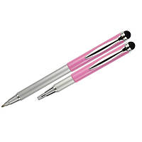 Ручка шариковая подарочная Zebra Telescopics (стилус) паста синяя, металлическая, корпус розовый металлик