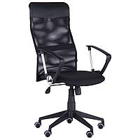 Крісло офісне комп'ютерне із сітки AMF Ultra чорне із механізмом качання спинка сітка до 120 кг