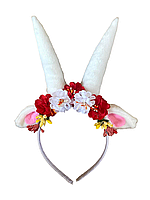 Карнавальные рога  козы с цветами на обруче