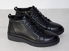 Черевики чоловічі шкіряні зимові з хутром класичні комфортні чорні 45р