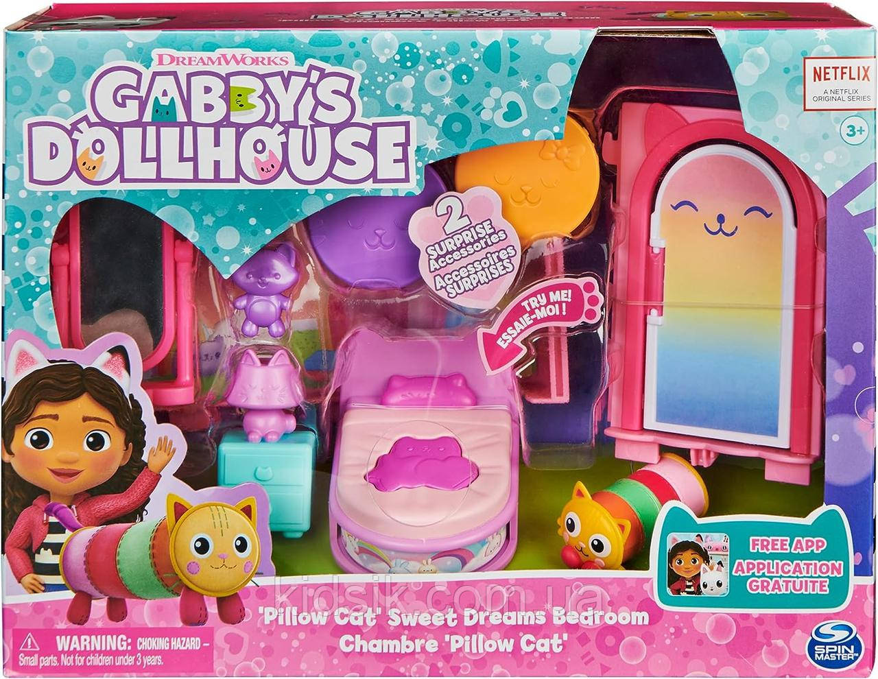 Ігровий набір-кімната спальня з фігуркою Pillow Cat з аксесуарами "Кукальний будиночок Габбі" Gabby's Dollhouse