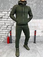 Тактический спортивный костюм ЗСУ олива на флисе, военный флисовый спортивный армейский костюм зсу