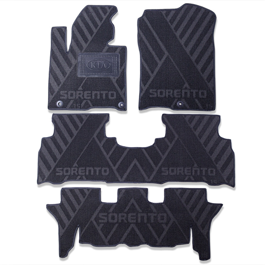 Автокилимки ворсові в салон KIA Sorento 2015- (7 мест) комплект текстильних килимків для автомобіля