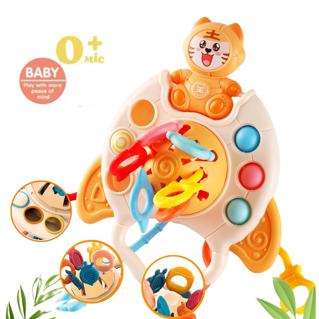 Логічна іграшкаYD 750-10 тестурне брязкальце 4 в 1 Космічна ракета з тигреням, фото 1