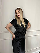 Жіночий комплект для дому 3 в 1 футболка, штани, шорти S Чорний