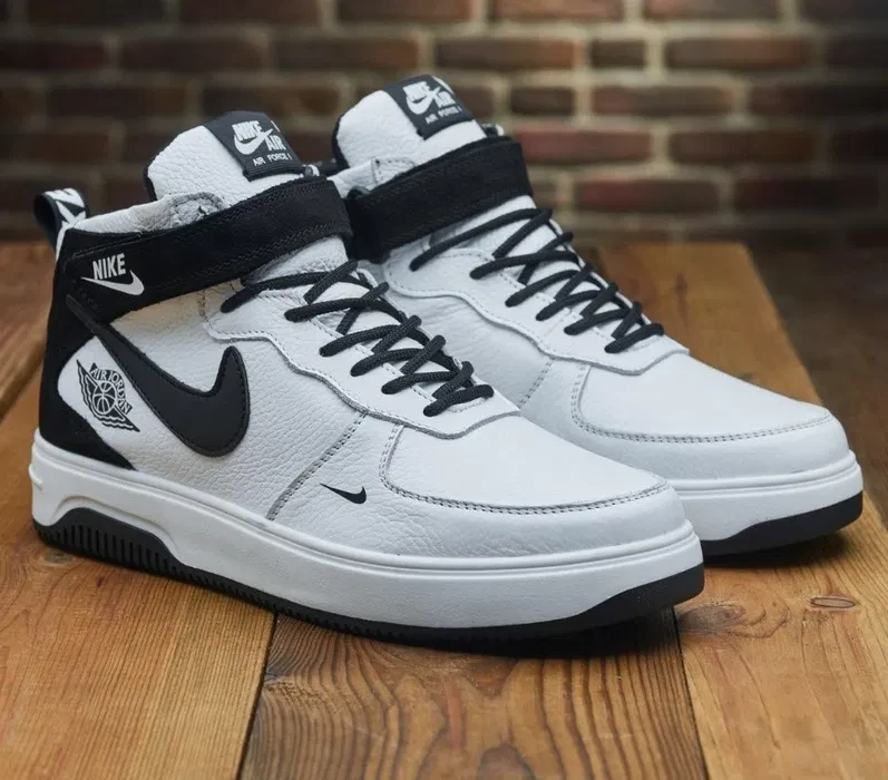 Зимові черевики Nike Jordan force 1 хутро білі. Чоловічі кросівки