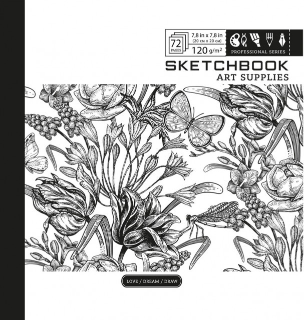 Скетчбук 36/120 B5 чисті аркуші, картон. обкл. №7БЦ/БК290/3/21367/Мандарин/(10)
