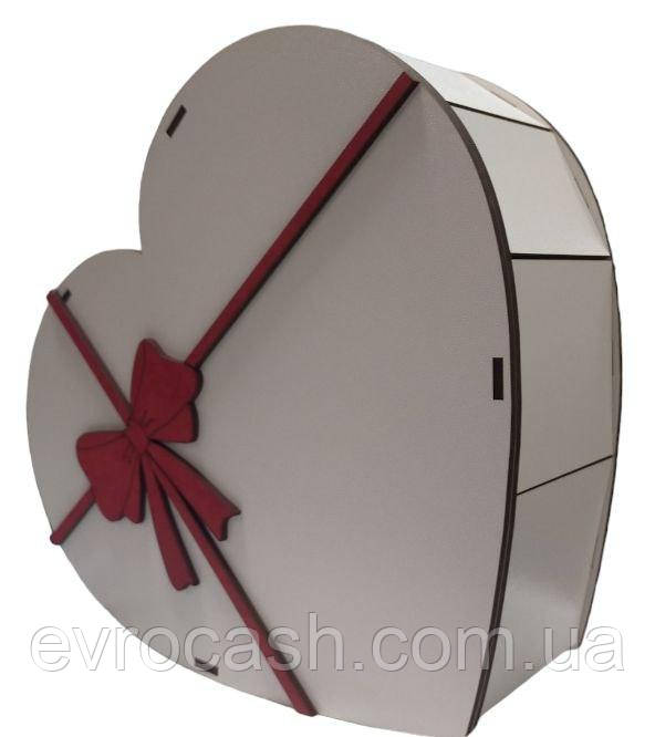 Бокс подарунковий Серце з бантиком біле 28 см, фото 1