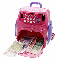 Дитячий рюкзак сейф скарбничка з кодовим замком, купюроприймачем і відбитком пальця Принцеси