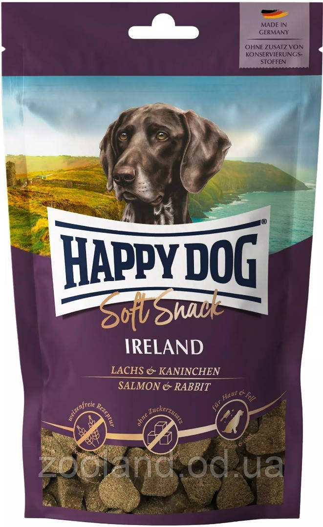 60688 Happy Dog Soft Snack Ireland ласощі з лососем і кроликом, 100 г