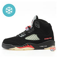 Мужские еврозимние кроссовки Nike Air Jordan 5 Retro Gore Tex Black Termo, кожаные термо найк аир джордан 5