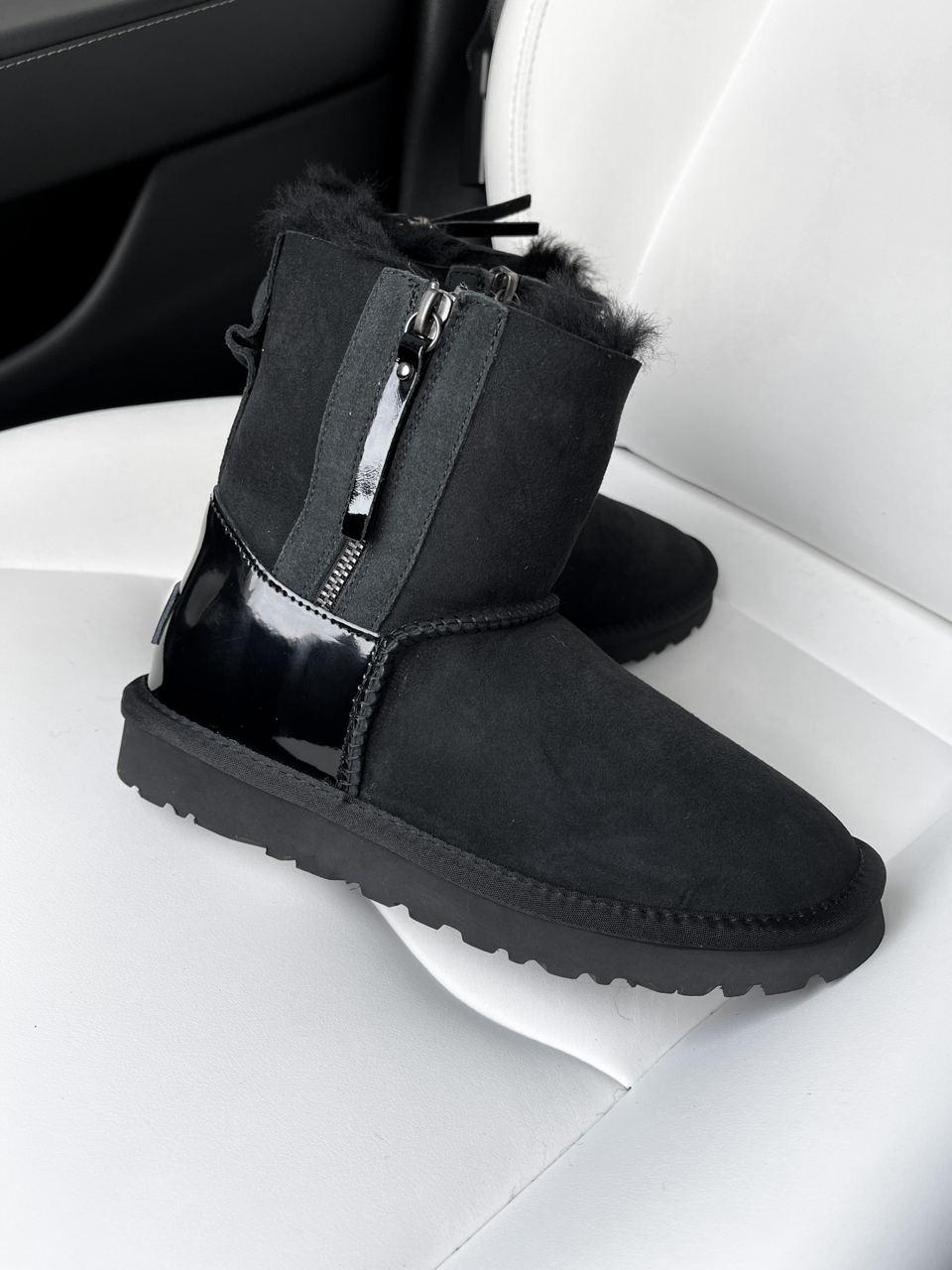 Уггі жіночі зимові чорні UGG Short ZIP Black Lacquer (14465)