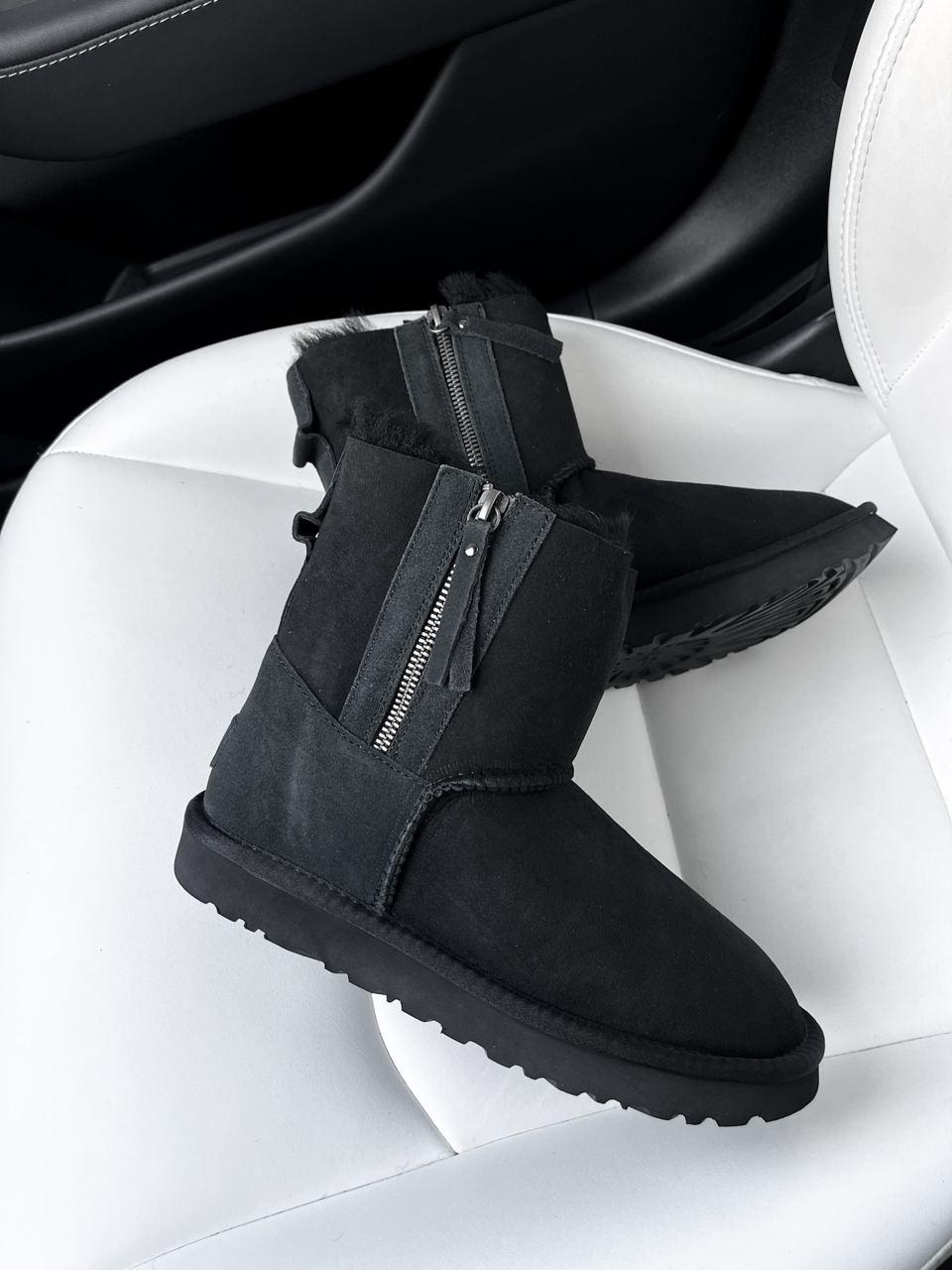 Уггі жіночі зимові чорні  Ugg Short ZIP Black  (14466)
