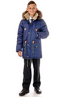 Зимняя куртка парка для мальчика с натуральным мехом