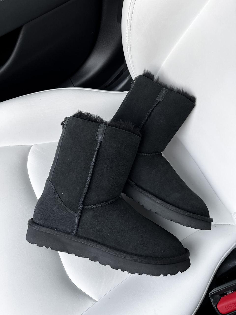 Уггі жіночі зимові чорні UGG Short Black Zip (14463)