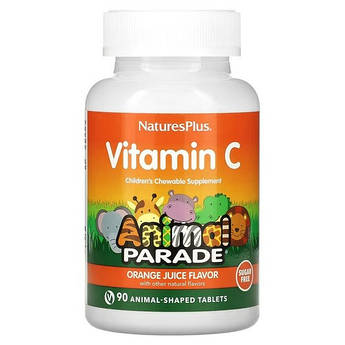 NaturesPlus Animal Parade Vitamin C (без цукру) 90 таблеткок у формі тварин