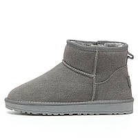 Женские зимние UGG Ultra Mini Grey Classic, серые замшевые угги ультра мини классик ботинки уги зима