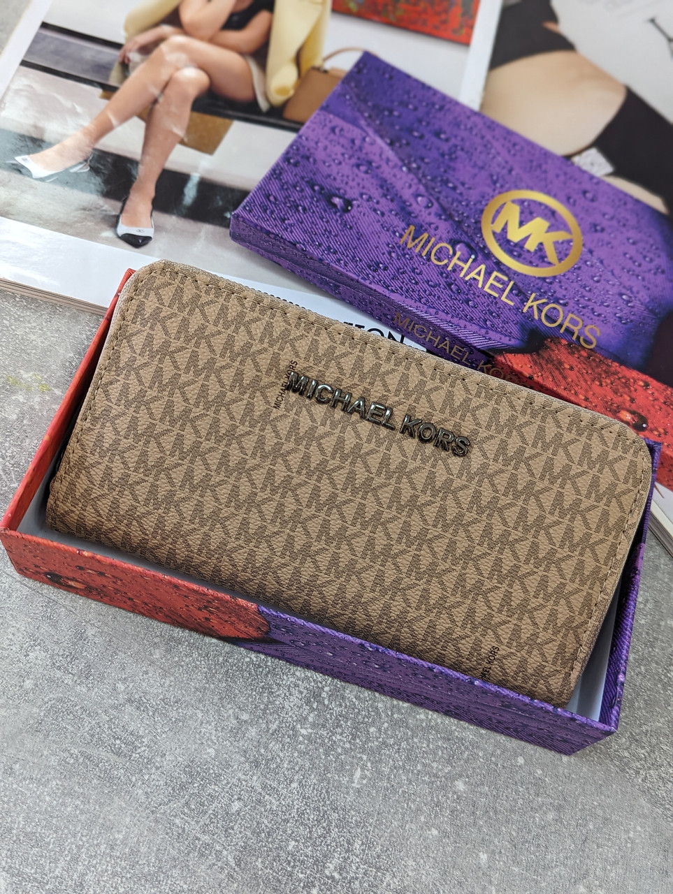 Гаманець Michael Kors великий Майкл Корс жіночий великий бежевий, фото 1