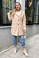 Женское кашемирое пальто бежевого цвета размер 42-46 168981S