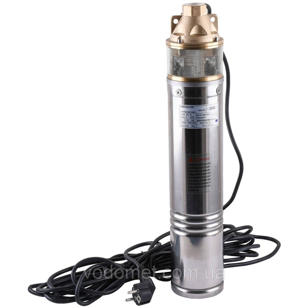 Насос свердловинний вихровий VOLKS pumpe PM 4SKm100 0.75кВт + кабель 10м - 29060