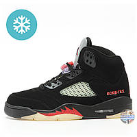 Мужские еврозимние кроссовки Nike Air Jordan 5 Retro Gore Tex Black Termo, кожаные термо найк аир джордан 5